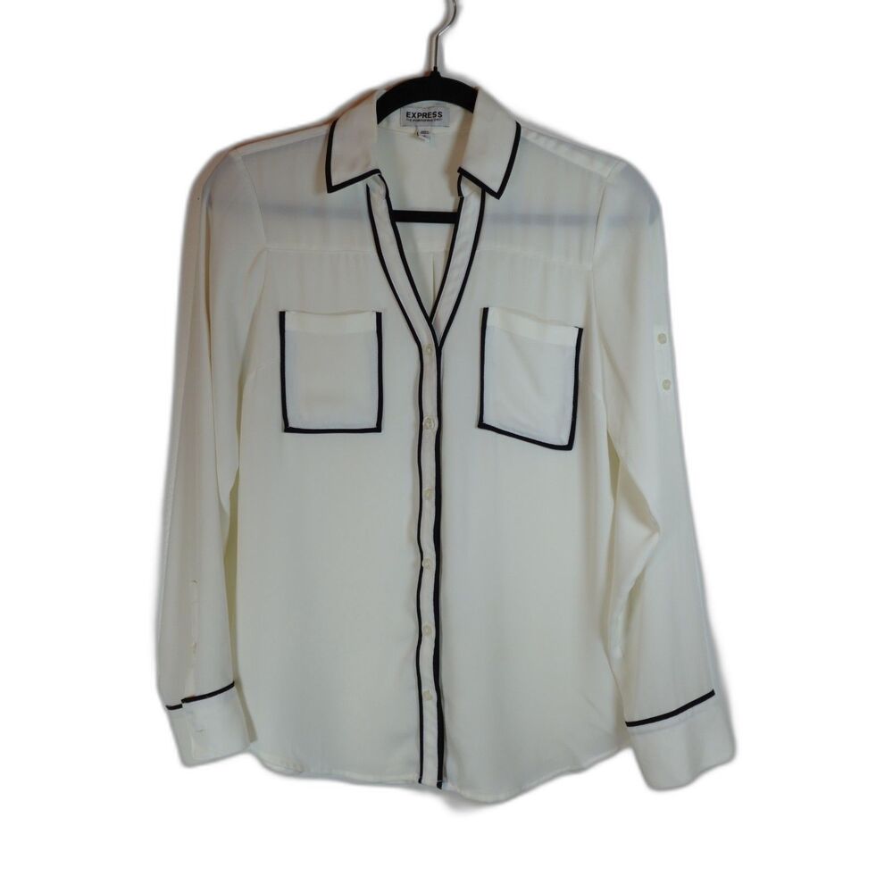 Sheer Minimalist Vintage Express Womens Blouse Size Small Petite
